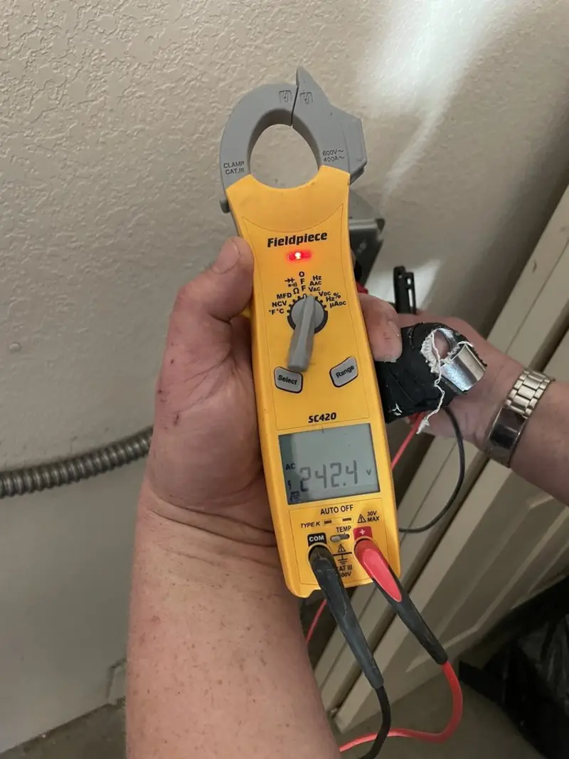 Voltage testing with clamp meter during Generator Installation in Annville